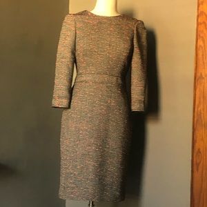 J Crew tweed dress. Size 4. Black, white, neon pink